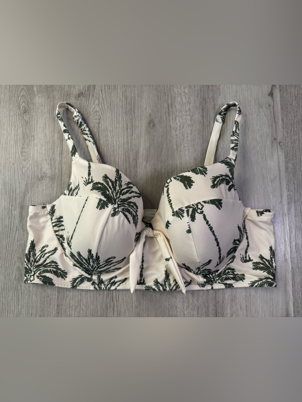 Cacique Lane Bryant "Sugar Palm" longline underwire swim bikini top Size 44D